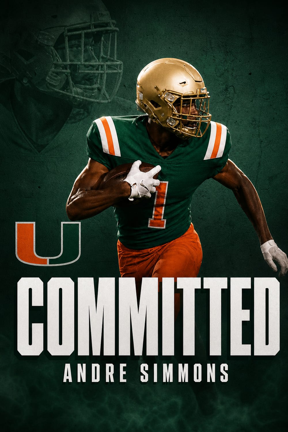 College commitment graphic in orange and green made with CommitGraphics