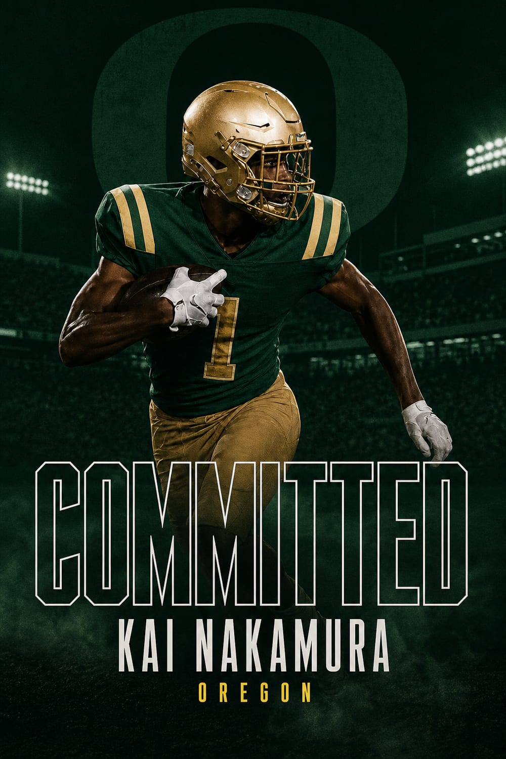 College commitment graphic in green and yellow made with CommitGraphics